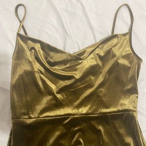 Olive Green Velvet Formal Dress